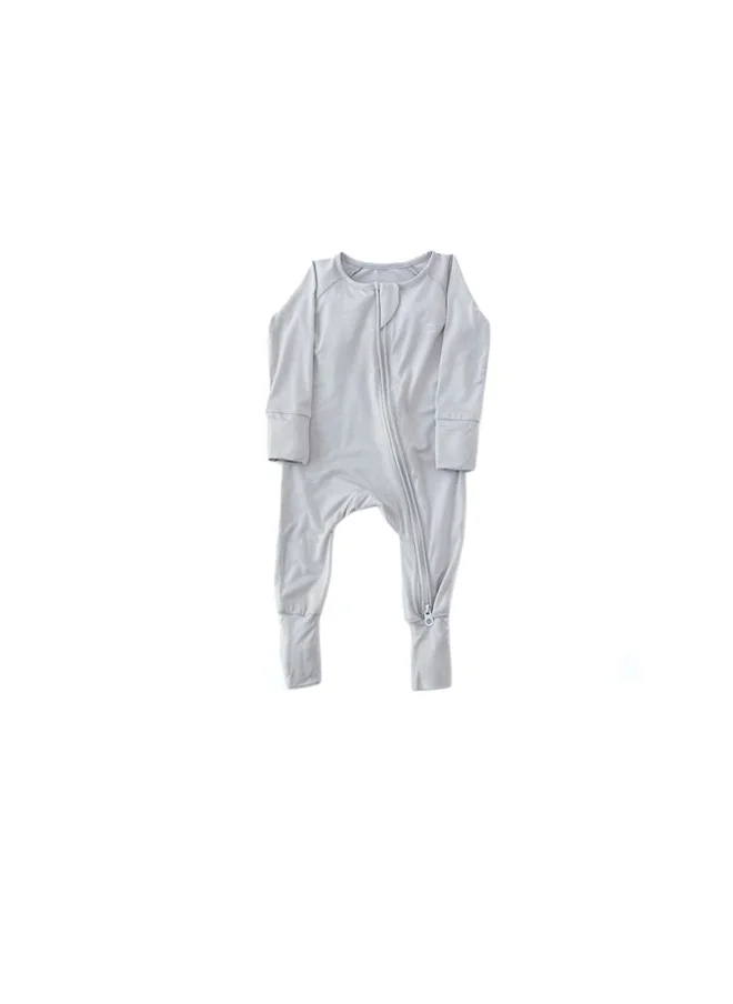 Anvi Baby Anvi Baby Organic Zipper Romper- Cloudy Grey 95% Bamboo 5% Spandex - 3-6 months