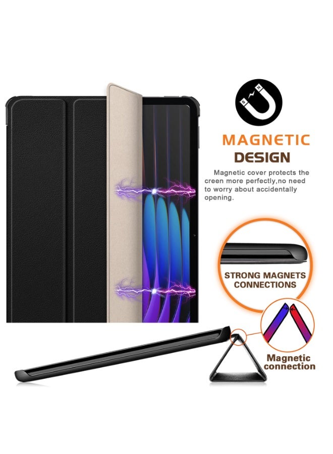 لـ Xiaomi Redmi Pad 2 11 بوصة 2025 غطاء الحالة ، استيقاظ / نوم تلقائي ، لمس الجلد المريح ، غطاء واقي ثلاثي الوقوف النحيف مع الظهر الناعم TPU ، أسود - Image 4