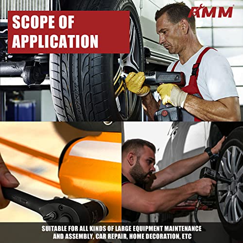 AMM مجموعة مفاتيح صدمة عميقة AMM 1/2"، 35 قطعة، مجموعة مفاتيح SAE من 3/8 إلى 1-1/4 بوصة ومقاسات مترية من 10-24 مم، تشمل قضبان تمديد، وصلة عالمية ومحولات، تصميم 6 نقاط، فولاذ Cr-V - Image 5