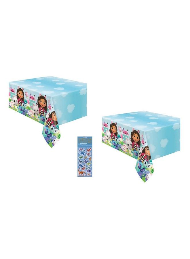 Unique Gabbys Dollhouse Birthday Party Supplies Bundle Includes Plastic Table Cover 2 Count - Image 2