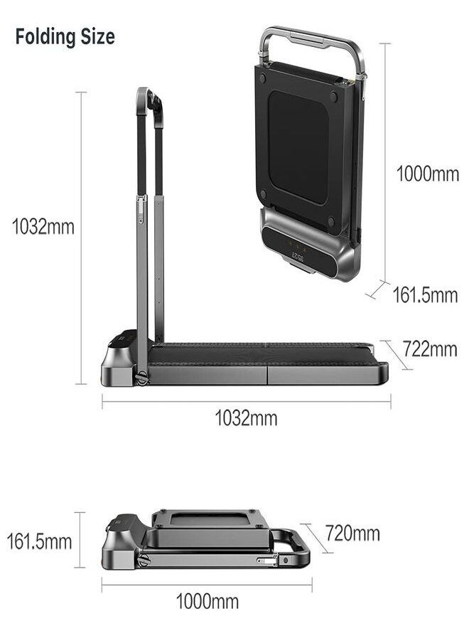 KINGSMITH - WalkingPad Kingsmith R2 Treadmill Foldable Running Walking Pad with Remote Control | Speed 0.5-10 Km/h | Workout in the Office and Home | 65dB Quiet Operation Fitness Jogging Machine - Black - Image 1