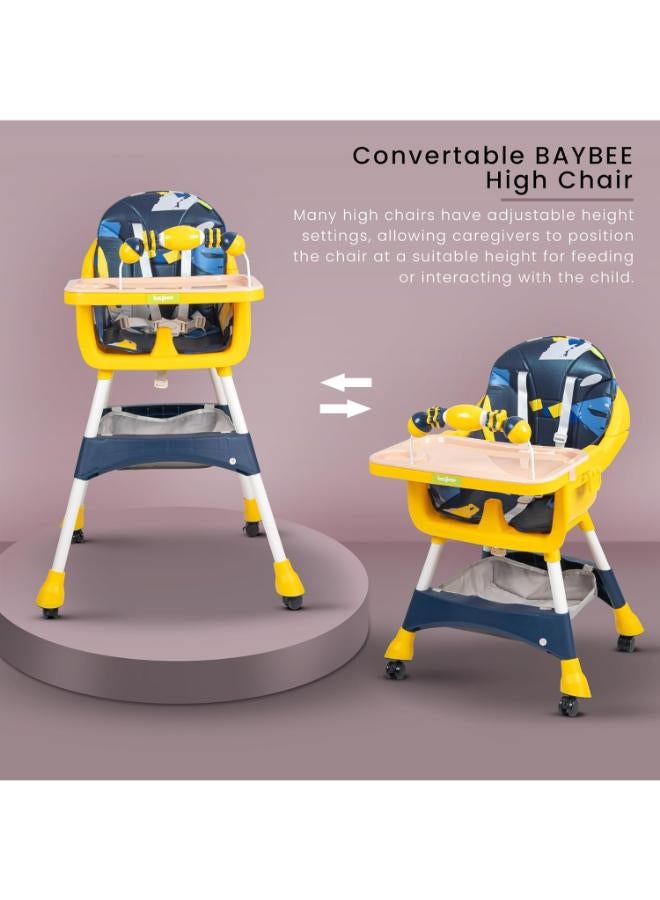 Baybee Auro 3-in-1 Adjustable Baby High Chair with Toy Bar & Storage - Blue - Image 5