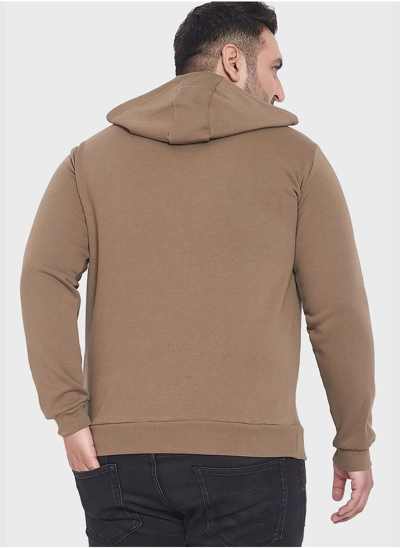 Instafab Plus Front Pocket Printed Hoodie