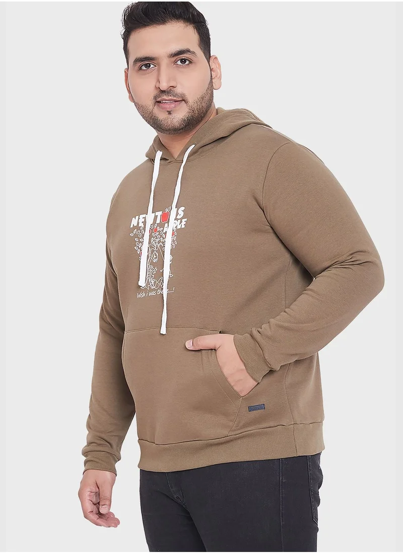 Instafab Plus Front Pocket Printed Hoodie