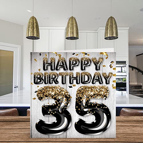 Stuff4 35th Birthday Card for Men - Black & Gold Glitter Balloons - Happy Birthday Cards for 35 Year Old Man Friend Brother Dad Papa Pops Uncle, 5.7 x 5.7 Inch Thirty-Five Thirty-Fifth Greeting Cards Gift - Image 3