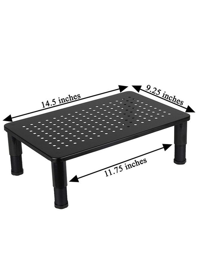 TYCOM - Monitor Stand Riser for Computer Laptop Printer Notebook and All Flat Screen Display with Vented Metal Platform and 3 Height Adjustable Underneath Storage 1 Pack Black. - Image 1
