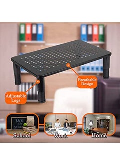 TYCOM Monitor Stand Riser for Computer Laptop Printer Notebook and All Flat Screen Display with Vented Metal Platform and 3 Height Adjustable Underneath Storage 1 Pack Black.  - Image 3