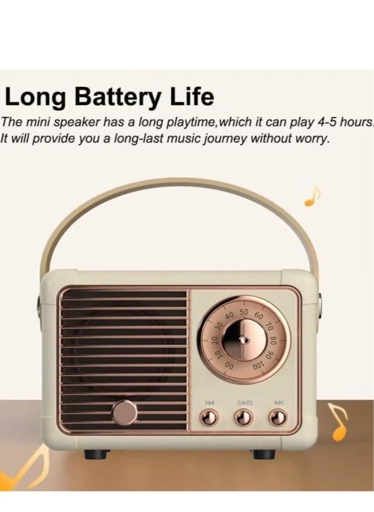 HM-11 Bluetooth Portable Radio, Retro Mini Speaker with Clear Stereo Sound, Rich Bass for iPhone, Android Devices and Tablets(Beige)