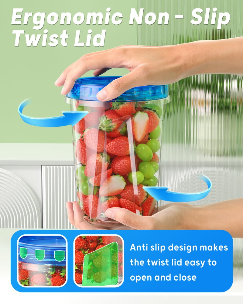 BiuLeon 12 Pack-34oz Freezer Storage Containers, Plastic Food Storage Containers with Twist Top Lids, BPA Free and Reusable Soup Containers with Lid, Microwave and Dishwasher Safe - Image 3