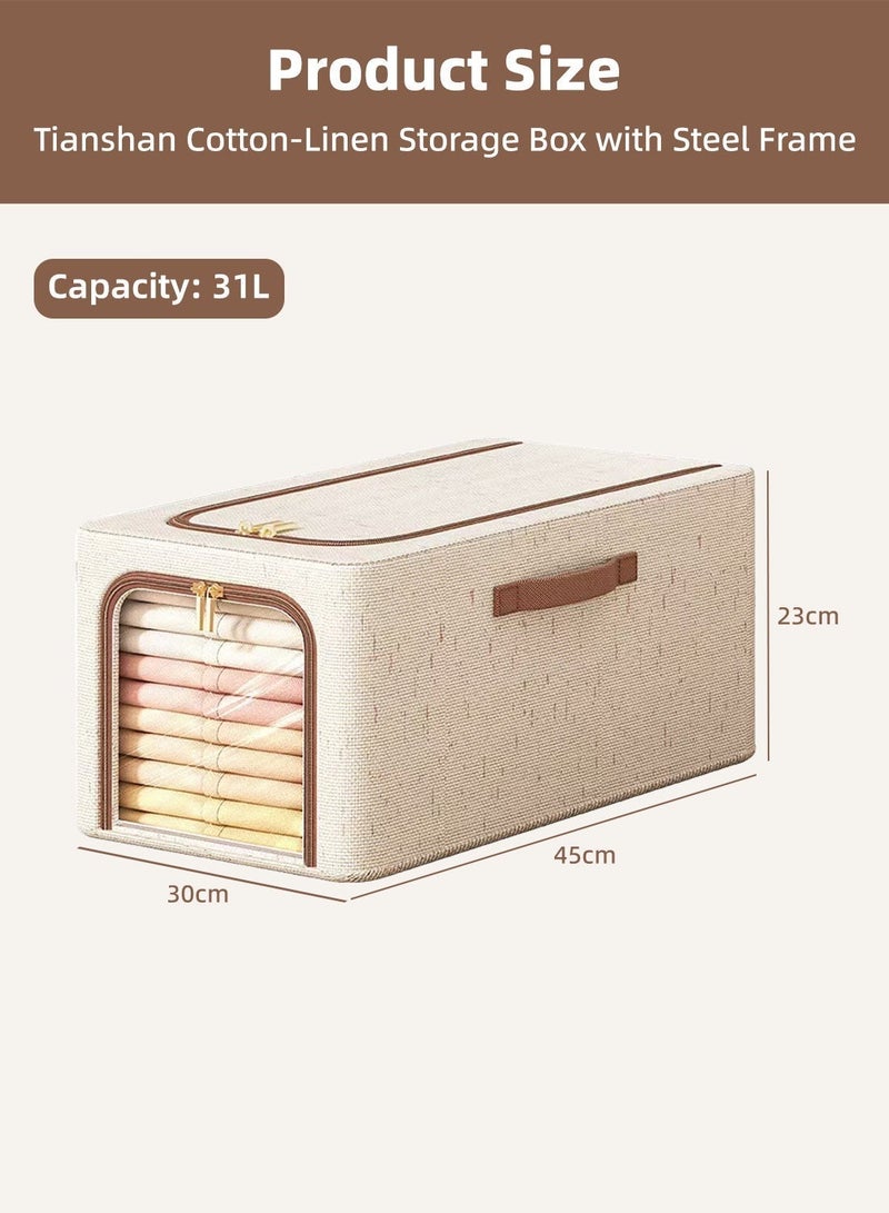 2 Pcs Foldable Storage Box with Windows, Closet Storage with Zipper Closure, Extra Large Storage Organizer with Lid, Cloth Organizer Box, Steel Frame Stable and Durable, Extra Large Capacity, Washable, Reusable & Clothes Organizer Space-Saving for Home Office Car Trunk - Image 5