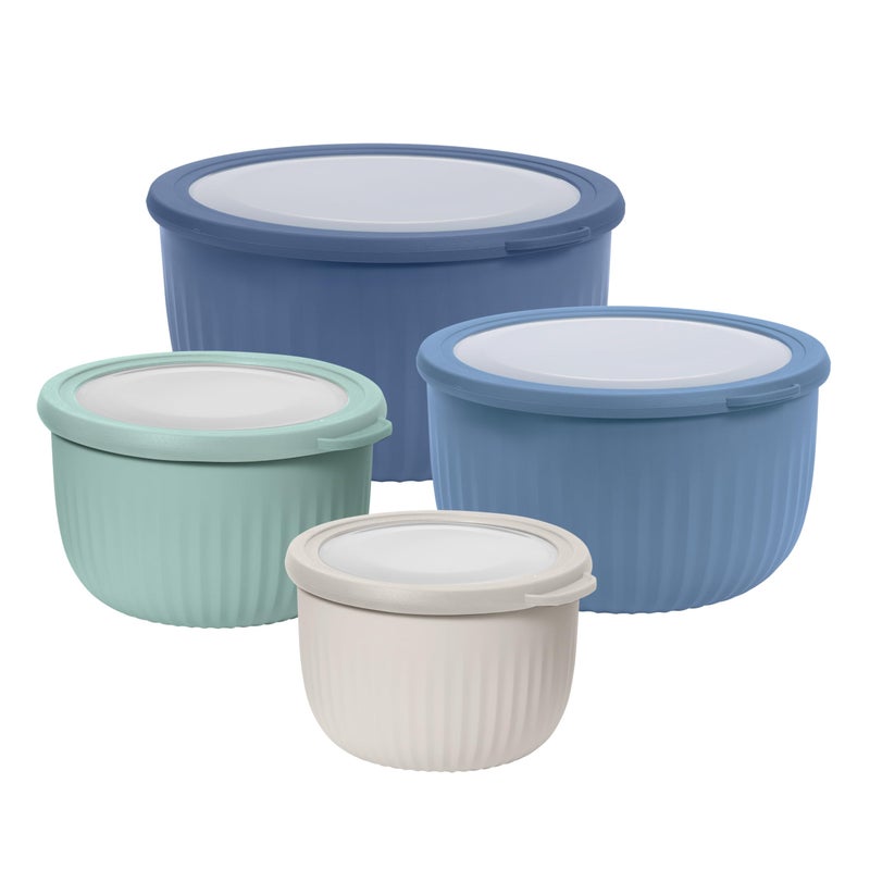 Oggi Set of 4 Prep, Store & Serve Plastic Bowls - w/See-Thru Lids- Dishwasher, Microwave & Freezer Safe, (0.7, 1.4, 2.6, 4 Quarts) - Multicolor - Image 1
