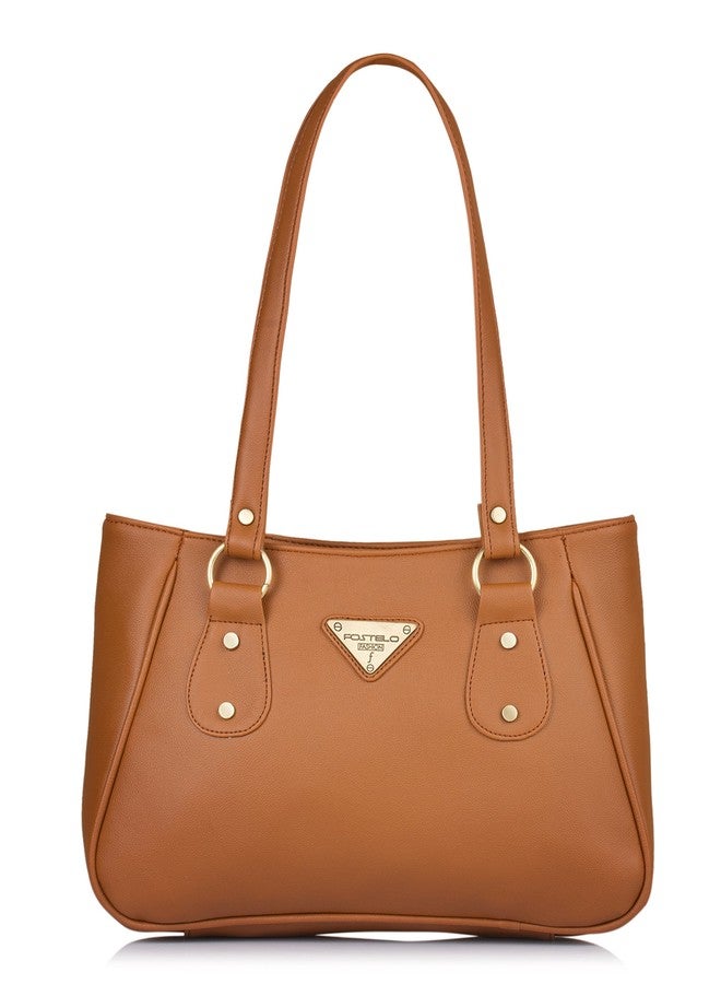 Fostelo Women's Titanic Satchel Tote Handbag for Women | Tote Bag for Work | Ladies Purse | Stylish Shoulder Bag | Gift For Women | Tan - Image 1
