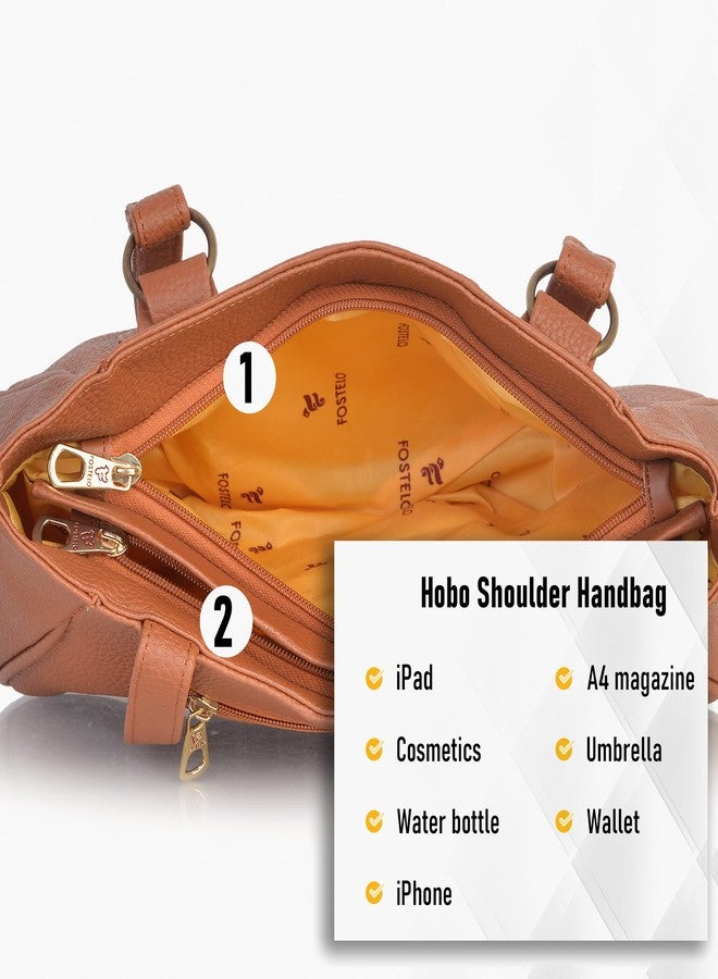 Fostelo Women's Titanic Satchel Tote Handbag for Women | Tote Bag for Work | Ladies Purse | Stylish Shoulder Bag | Gift For Women | Tan - Image 5