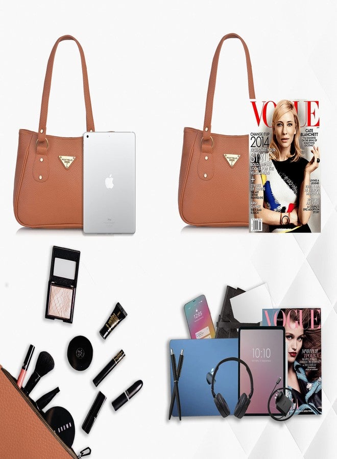 Fostelo Women's Titanic Satchel Tote Handbag for Women | Tote Bag for Work | Ladies Purse | Stylish Shoulder Bag | Gift For Women | Tan - Image 4