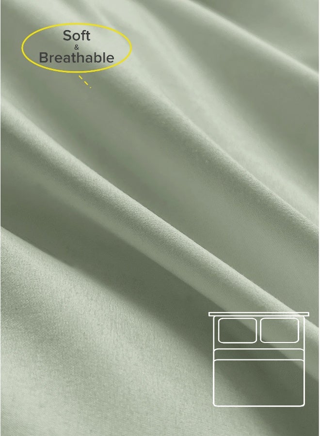 Noon East King Size 4Pc Fitted Sheet Set | Soft Microfiber Material | Desert Sage Color | 1 Fitted Sheet 180 X 200 Cm With 40 Cm Deep Pocket, 1 Flat Sheet 260 X 280 Cm, 2 Pillow Cases 50 X 100Cm | Suitable For King Size Mattress - Image 2
