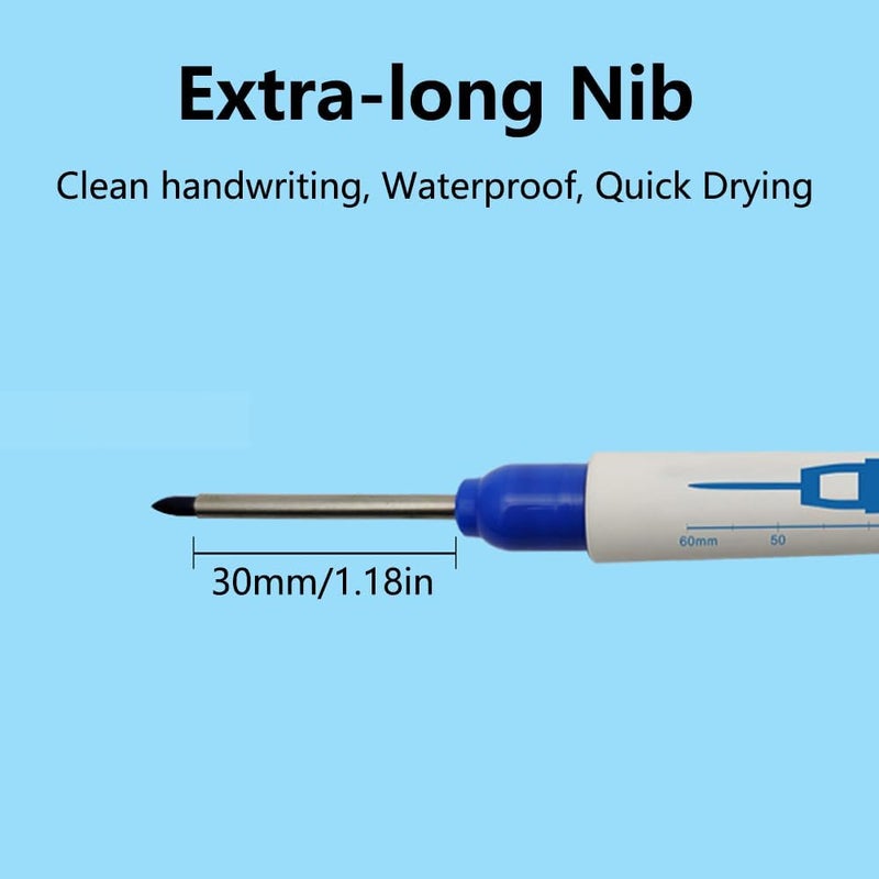 TopHomer 4 PCS Deep Hole Marker Pens, Waterproof Long Head Marker Pens 30mm Fine Tip Reach Marking Tool for Woodworking, Construction, Manufacture (Black + White) All-scene tailored quality - Image 3