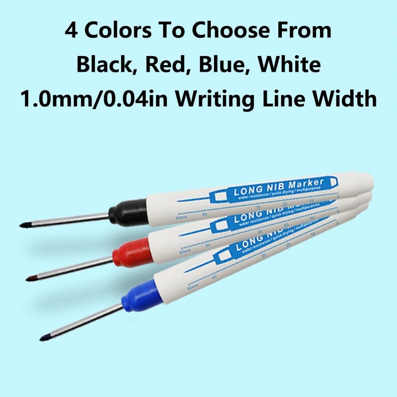 TopHomer 4 PCS Deep Hole Marker Pens, Waterproof Long Head Marker Pens 30mm Fine Tip Reach Marking Tool for Woodworking, Construction, Manufacture (Black + White) All-scene tailored quality - Image 4