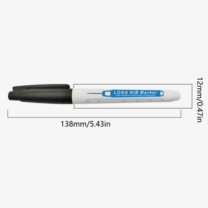 TopHomer 4 PCS Deep Hole Marker Pens, Waterproof Long Head Marker Pens 30mm Fine Tip Reach Marking Tool for Woodworking, Construction, Manufacture (Black + White) All-scene tailored quality - Image 2