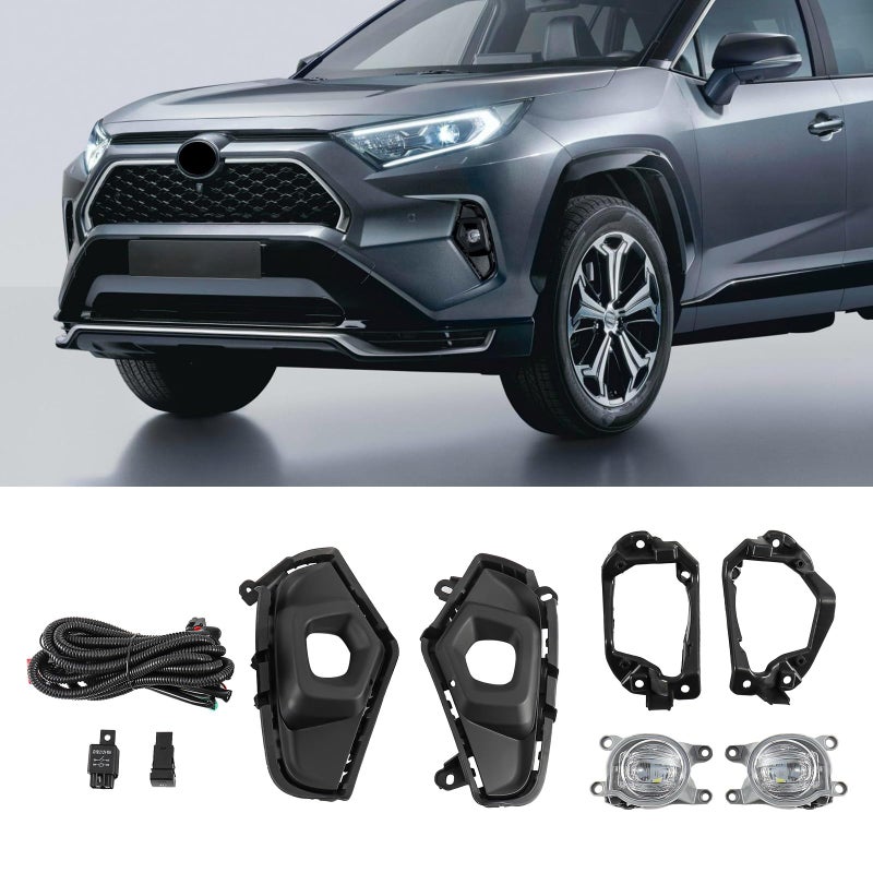 Fancemot LED Front Bumper Fog Lights Compatible with 20192025 5th Gen Toyota RAV4 Replacement wWiring Switch
