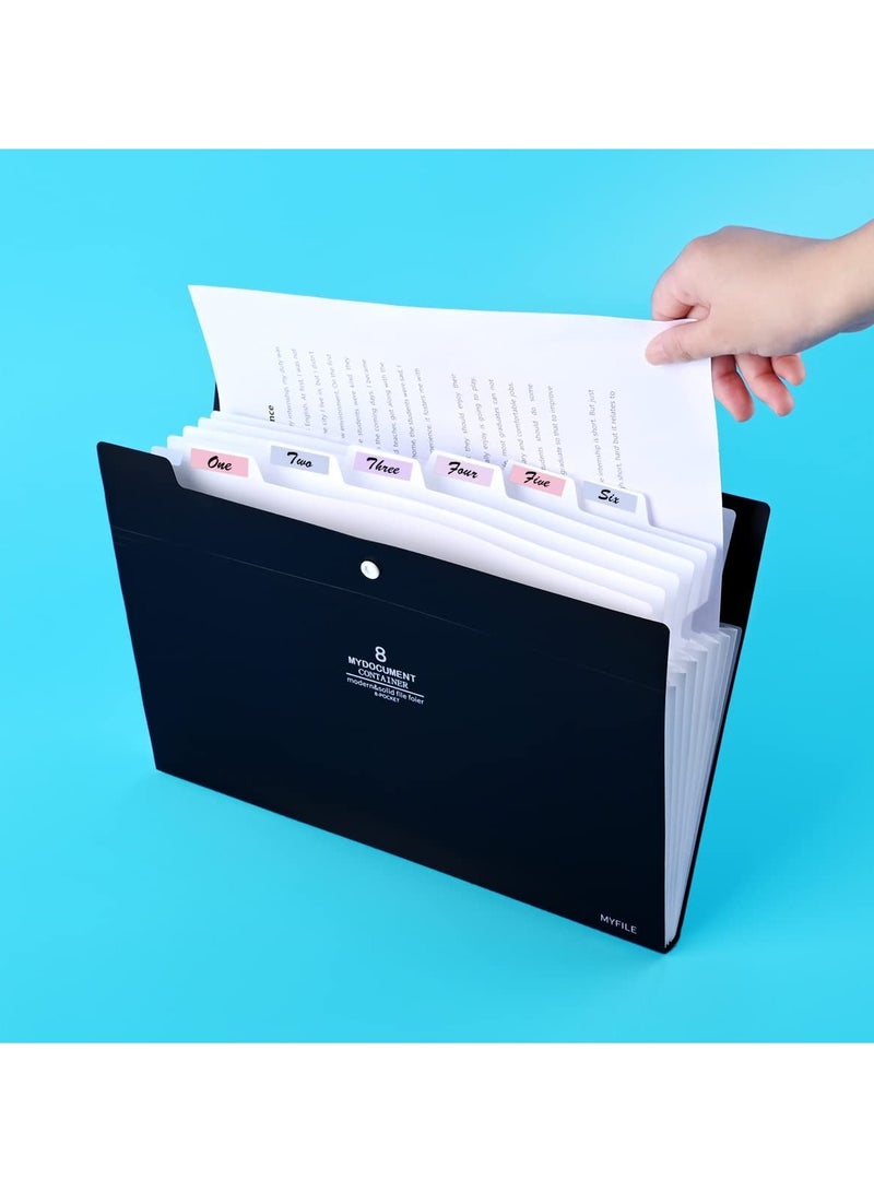 Expandable 8 Pocket Accordion File Folder Organizer for A4 and Letter Size Documents Durable Plastic with Secure Buckle ideal for School Office Home - Image 1