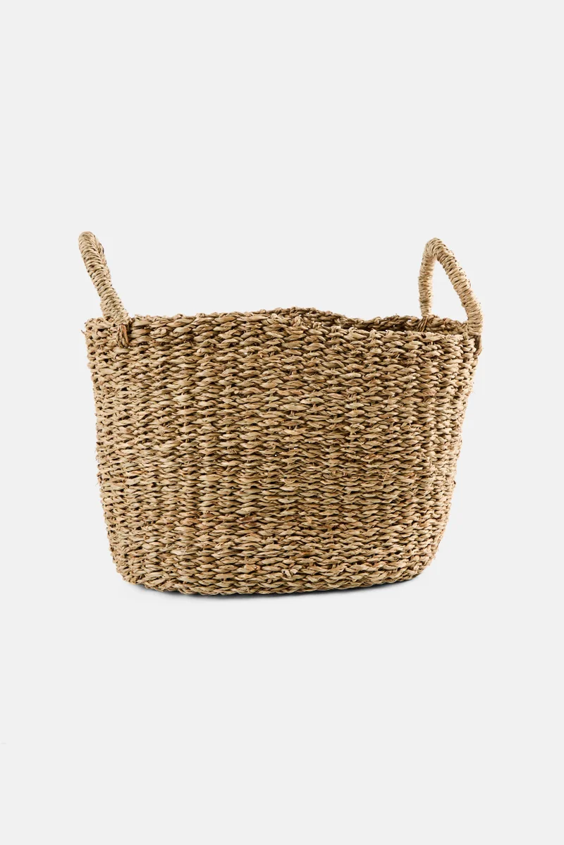 Muy Mucho Round Basket With Handles, Tan