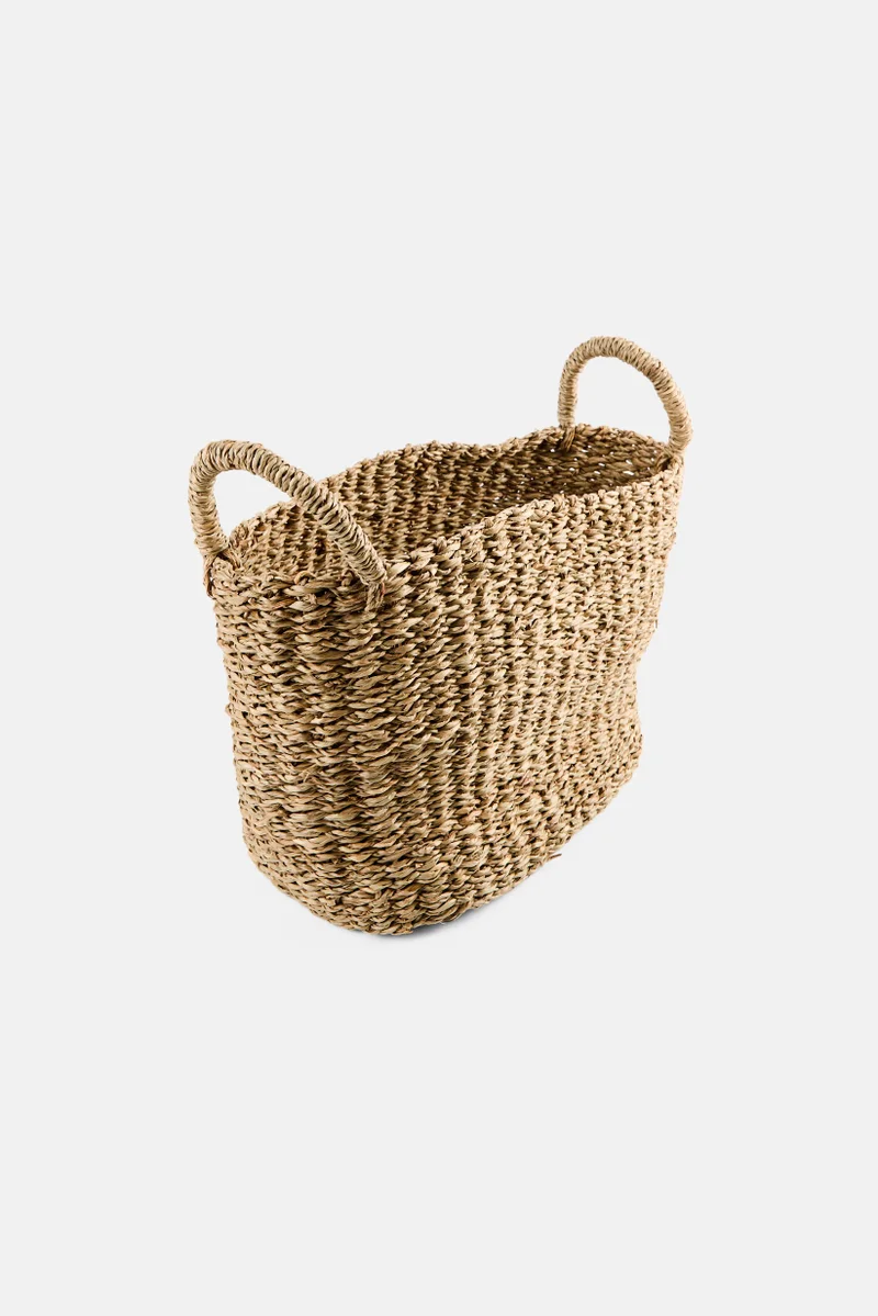 Muy Mucho Round Basket With Handles, Tan
