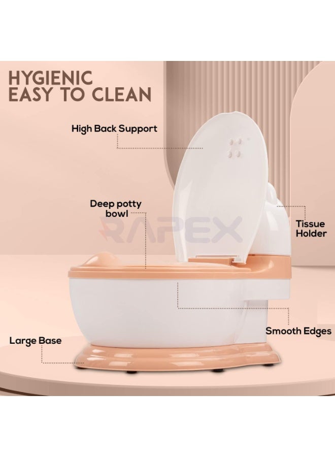 Rapex Multicolor Toilet Kids Potty Seat for Baby/Toddlers, Baby Potty Training Seat Chair with Closing Lid, Brush & Tray| Kids Toilet Seat| Baby Potty Seat - Image 3