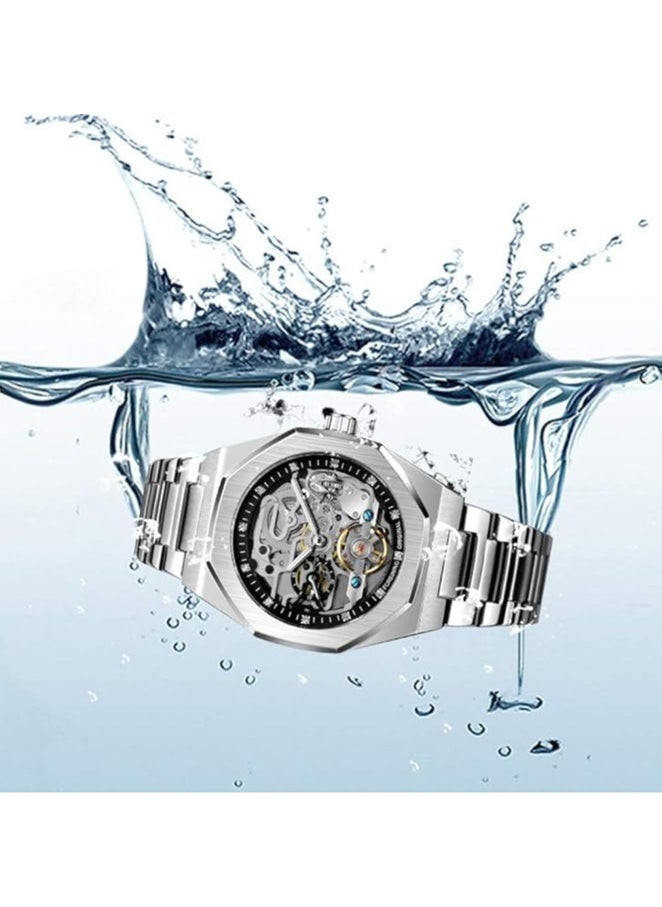 FORSINING - Watches for Men Watch Stainless Steel Luxury Luminous Water Resistant Automatic Mechanical Wristwatch 375SIBK - Image 1