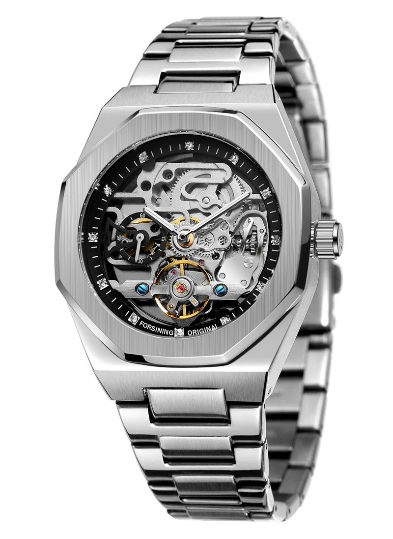 FORSINING - Watches for Men Watch Stainless Steel Luxury Luminous Water Resistant Automatic Mechanical Wristwatch 375SIBK - Image 1