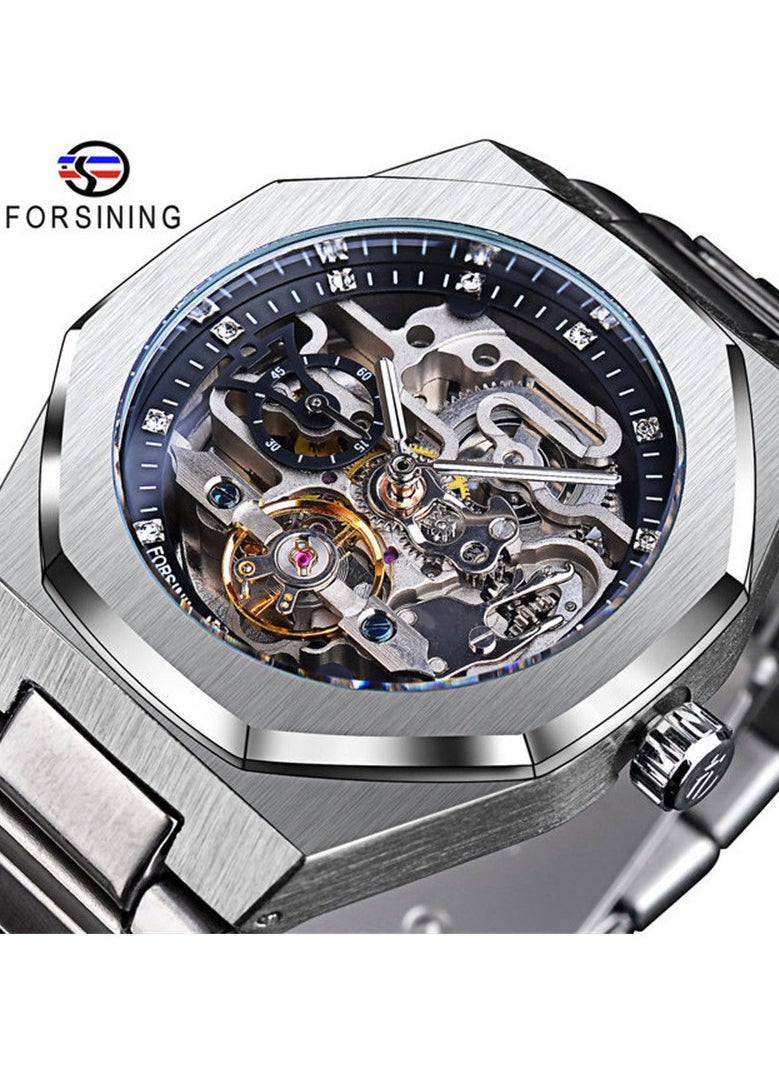 FORSINING - Watches for Men Watch Stainless Steel Luxury Luminous Water Resistant Automatic Mechanical Wristwatch 375SIBK - Image 1