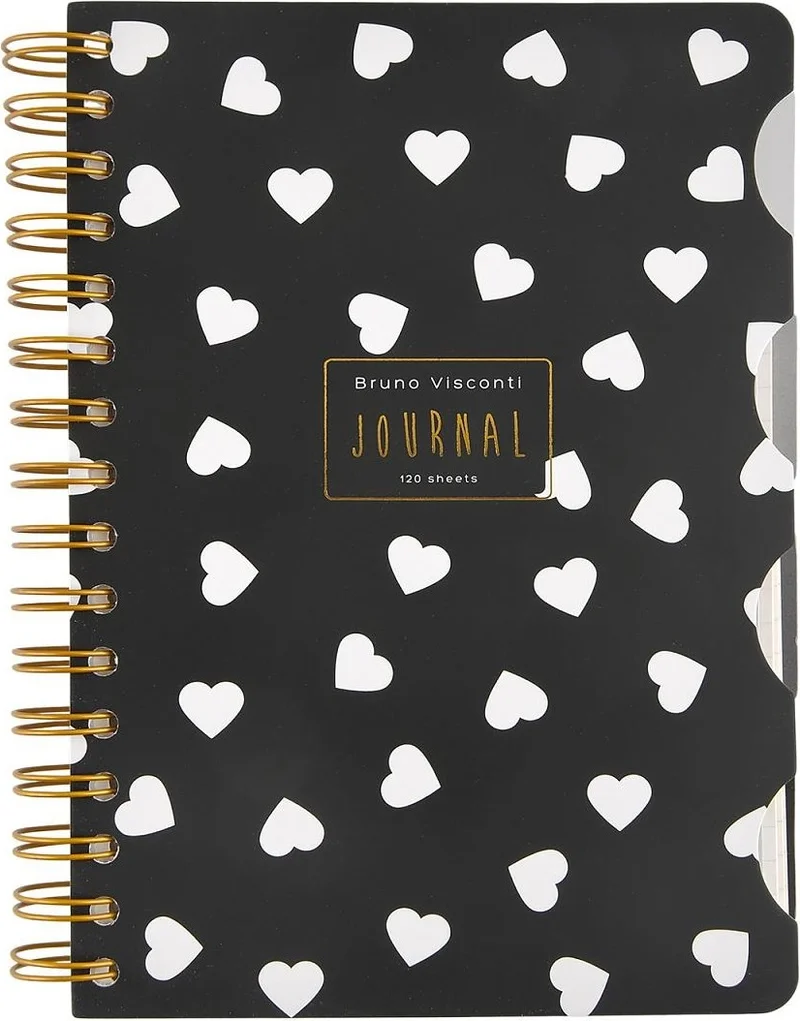 Bruno Visconti Spiral Notebook A5 with 4 Bookmarks, Set of 30. Striped, Make 30. Striped, Make 30. Dotted, Build 30. Straight