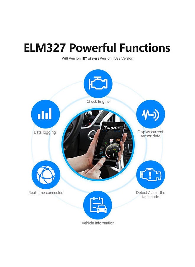 KW903 BT 5.0 Wireless OBD-II Car Auto Diagnostic Scan Tools Car Detector Tester Scanner for IOS Android System