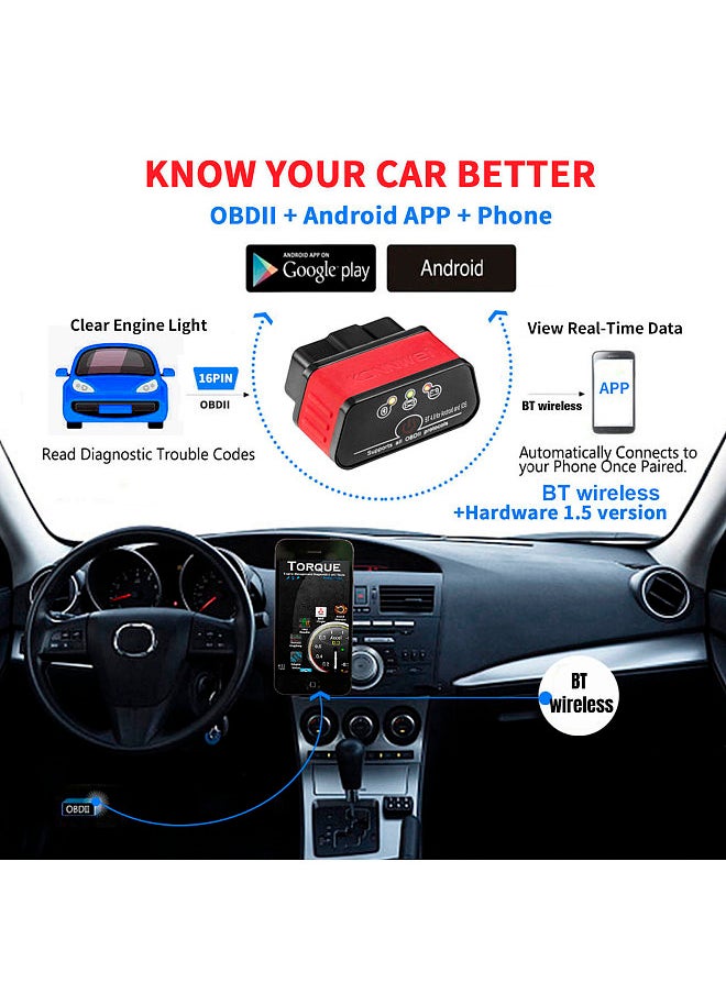 KW903 BT 5.0 Wireless OBD-II Car Auto Diagnostic Scan Tools Car Detector Tester Scanner for IOS Android System