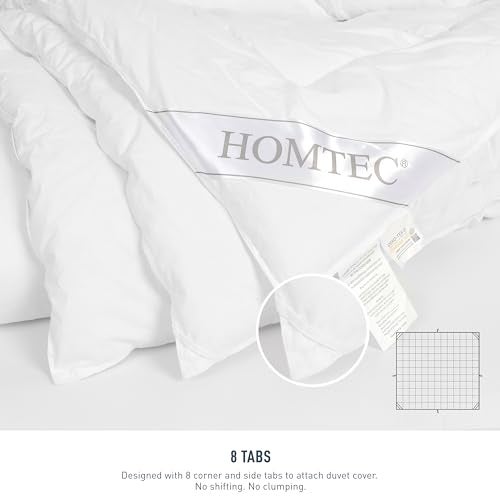 HOMTEC Duvet Insert Cotton Comforter King Size White Down Alternative Fill Duvet Insert 100% Cotton Shell Quilted Fluffy Comforter Lightweight All Season 8 Corner Tabs Durable Breathable Noiseless - Image 5