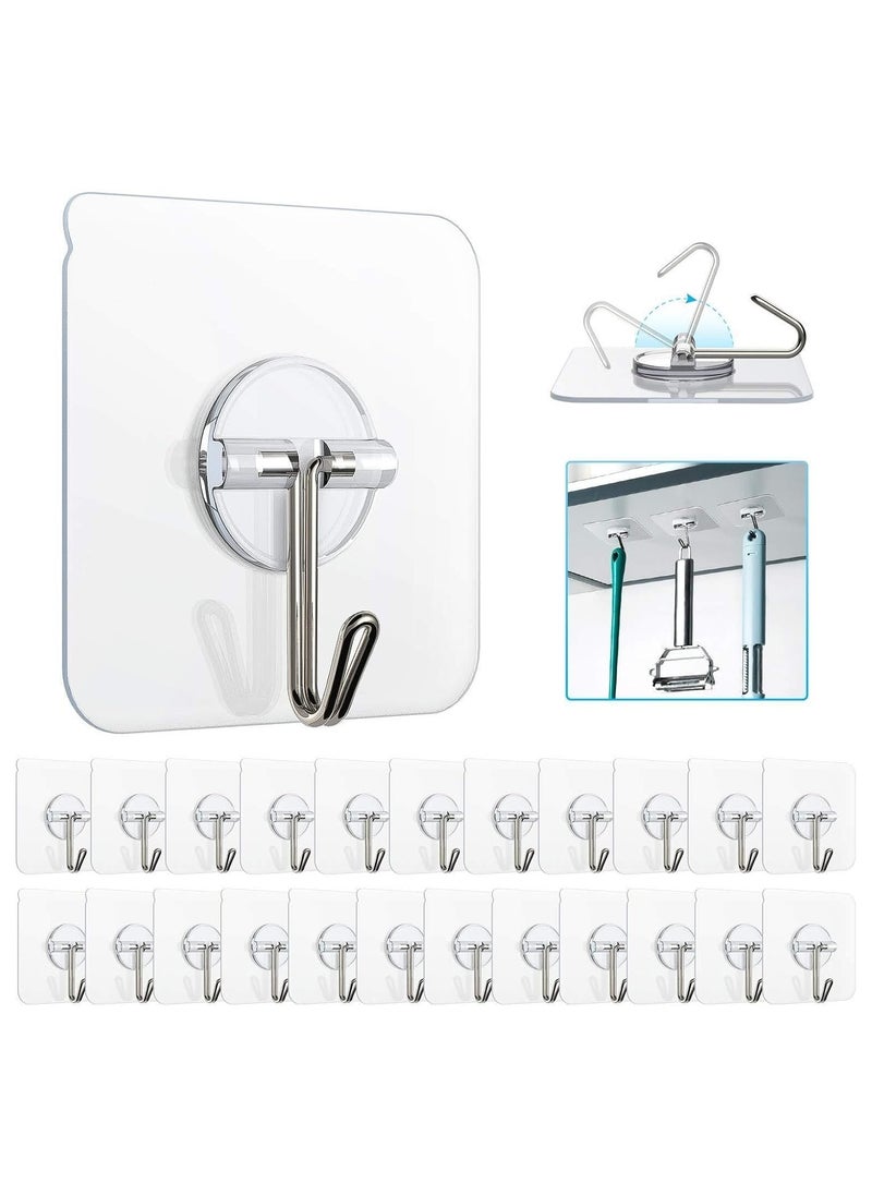 Wall Hooks Self Adhesive Heavy Duty Multi-Purpose Adhesive Hooks Easy to Apply Removable Transparent Hooks Waterproof Oilproof 180° Rotatable  - Image 1