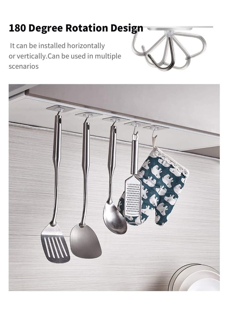 Wall Hooks Self Adhesive Heavy Duty Multi-Purpose Adhesive Hooks Easy to Apply Removable Transparent Hooks Waterproof Oilproof 180° Rotatable  - Image 3