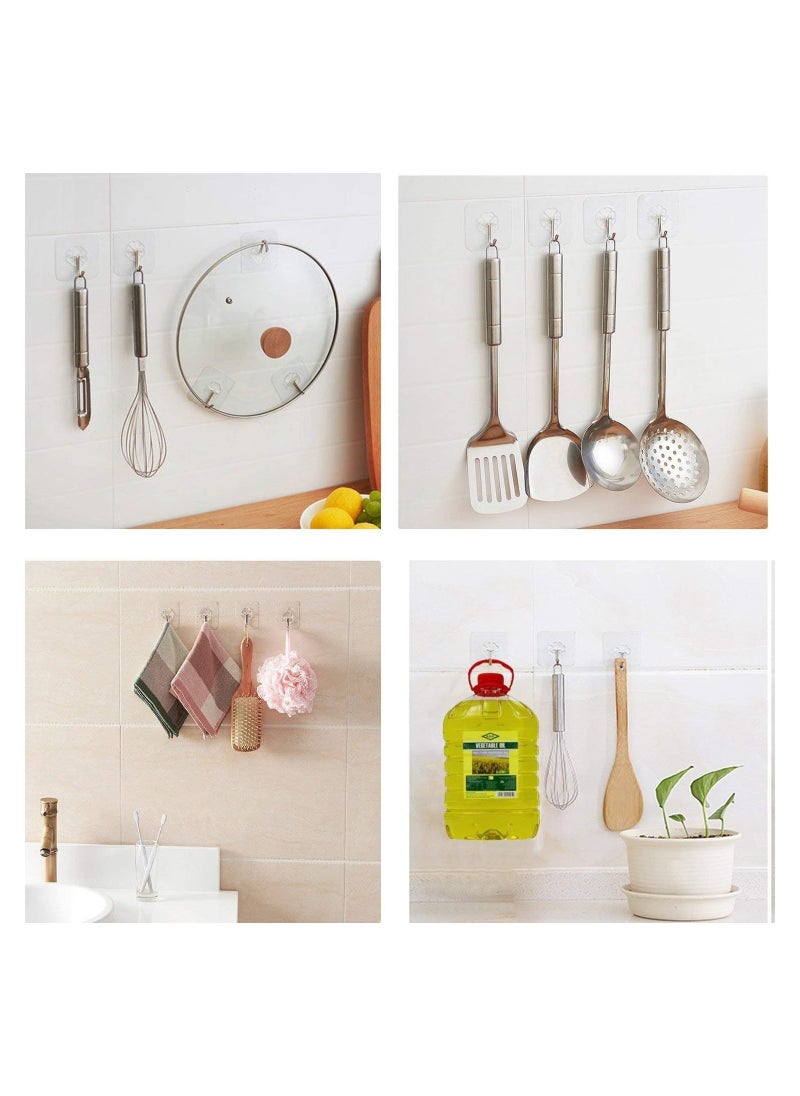 Wall Hooks Self Adhesive Heavy Duty Multi-Purpose Adhesive Hooks Easy to Apply Removable Transparent Hooks Waterproof Oilproof 180° Rotatable  - Image 2
