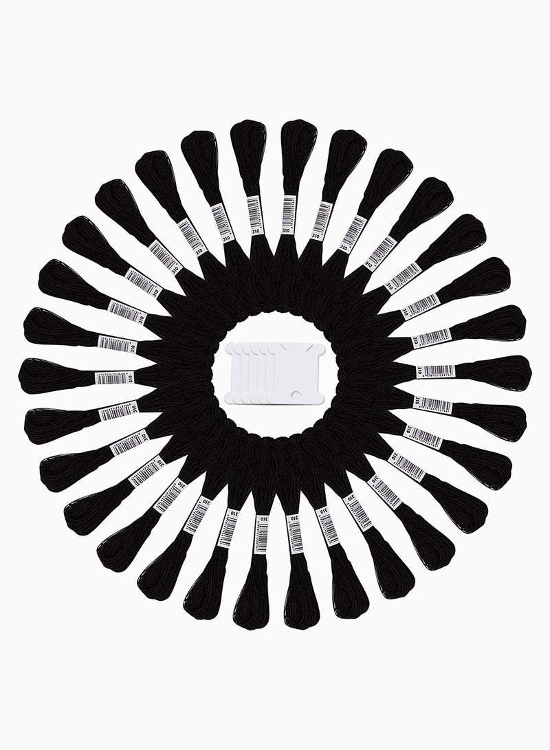 SYOSI Embroidery Floss, 24 Skeins Black Embroidery Cross Stitch Threads Embroidery Floss Friendship Bracelets Floss Crafts Floss Hand Embroidery Thread with 30 Pieces Floss Bobbins  - Image 1