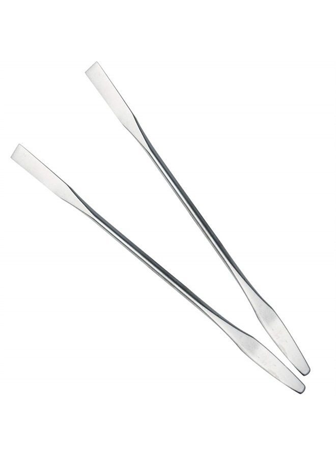 Luzen 2Pcs Stainless Steel Cosmetic Mixing Makeup Spatula Nail Art Palette Stick Stirring Rod Mixer Artist Tool for Beauty Salon Color Cream Mixing Professional and Personal Use, Silver - Image 1