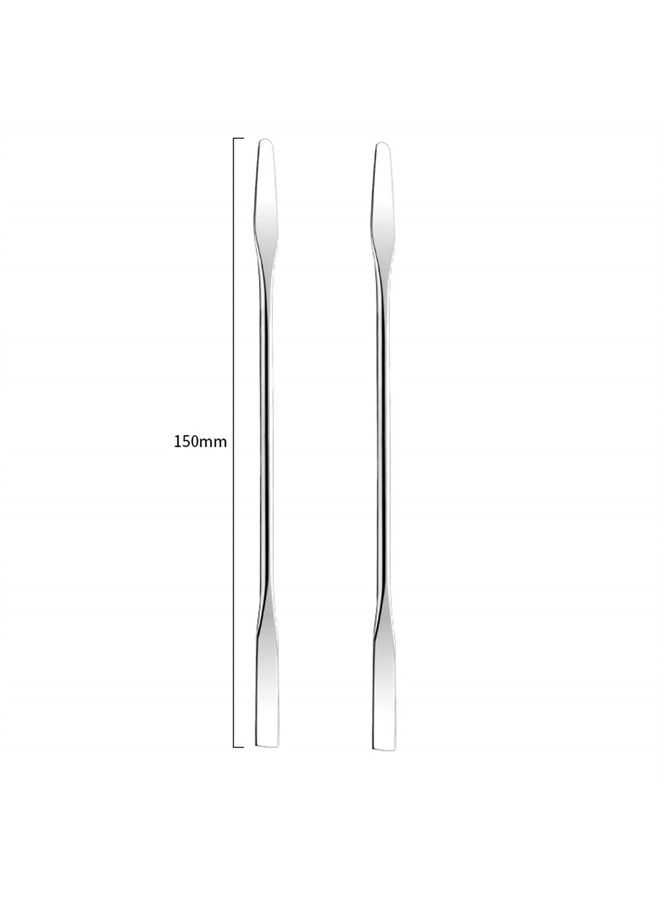 Luzen 2Pcs Stainless Steel Cosmetic Mixing Makeup Spatula Nail Art Palette Stick Stirring Rod Mixer Artist Tool for Beauty Salon Color Cream Mixing Professional and Personal Use, Silver - Image 4