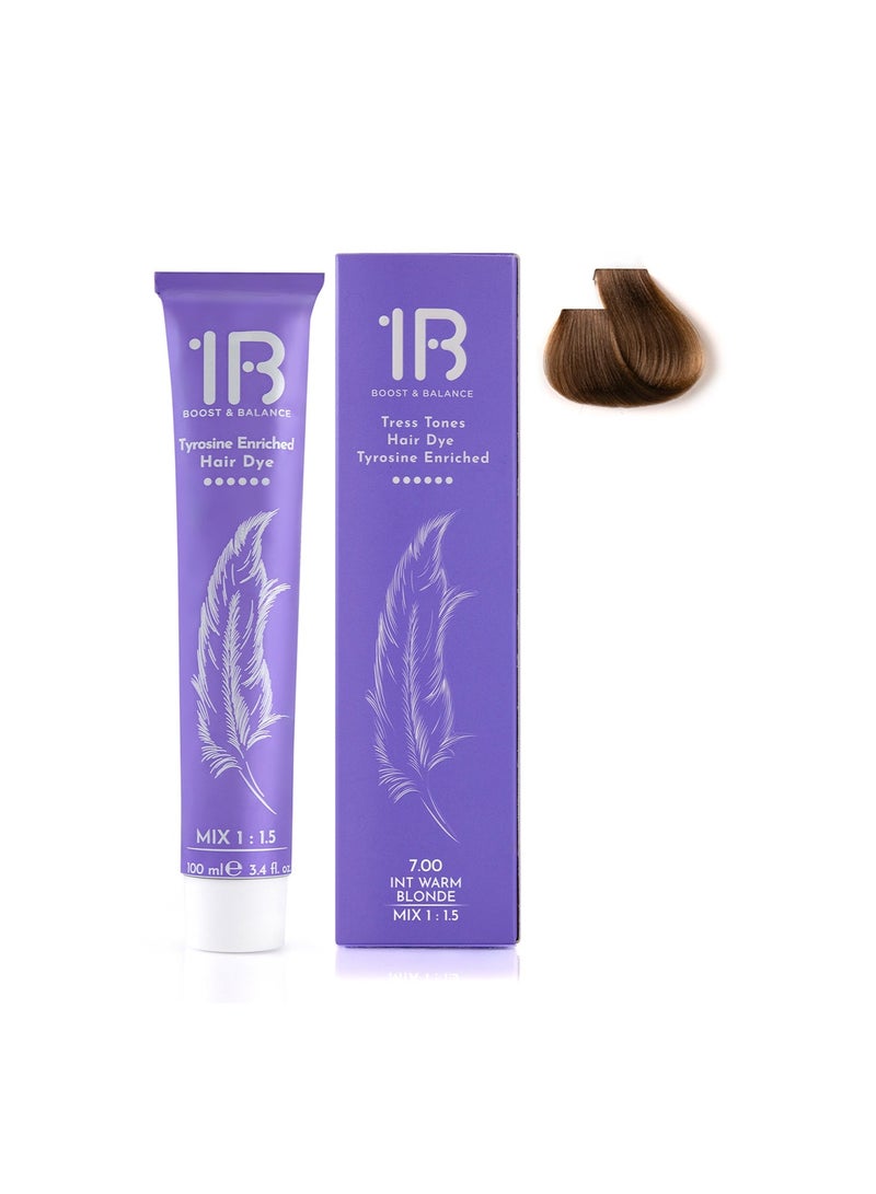 1B Hair Color Cream #7.00 INT Warm Blonde – Permanent Hair Dye with Tress Tones Tyrosine Complex | 100ml | Radiant Golden-Beige Pigment | Long-Lasting Color for Medium Blonde Hair - Image 2