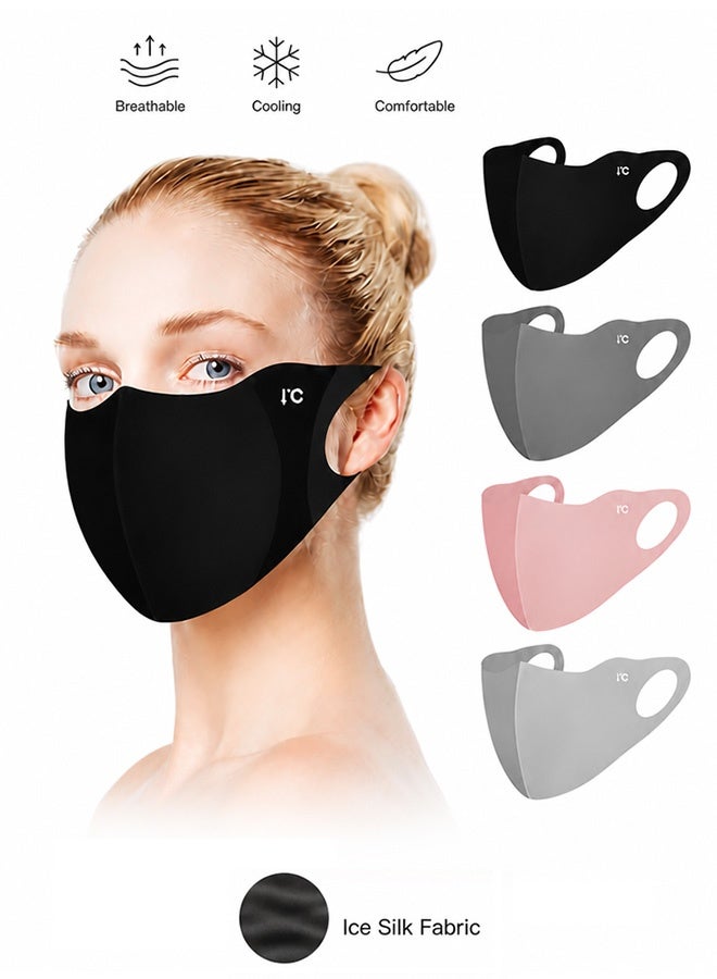 4 Pcs 3D Breathable Face Mask, Reusable Sun Protection Mask for Daily Commute, Face Shield For Hiking Riding Exercise - Image 1