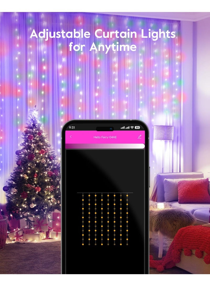Solerconm 3M*3M Minetom Curtain String Lights with Remote Control, 300 LED Multicolor Fairy Lights USB Powered, 8 Lighting Modes, Curtain Lights for Bedroom, Wedding, Party, and Home Decoration - Image 4