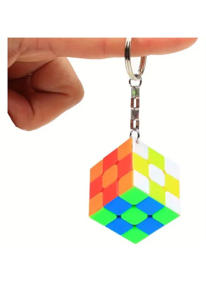 Stickerless 3x3 Speed Cube Keychain Metal Plastic 1pc Magic Puzzle Game - Image 1