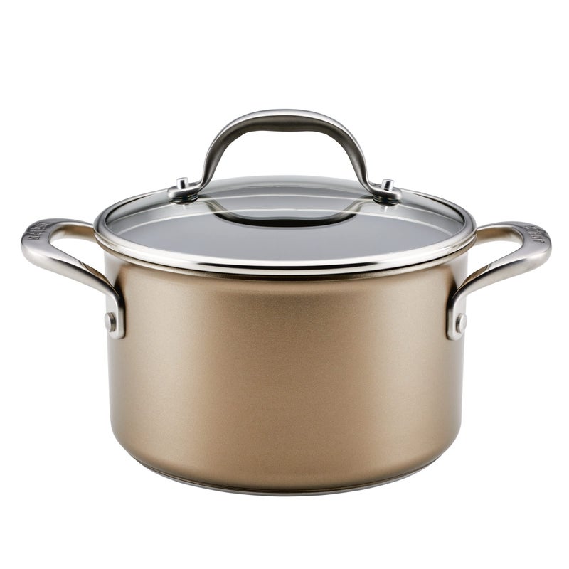 Anolon Ascend Hard Anodized Nonstick SaucepanSaucepot and Lid  Good for All Stovetops Gas Glass Top Electric  Induction Dishwasher  Oven Safe with Stainless Steel Handle 4 Quart  Bronze