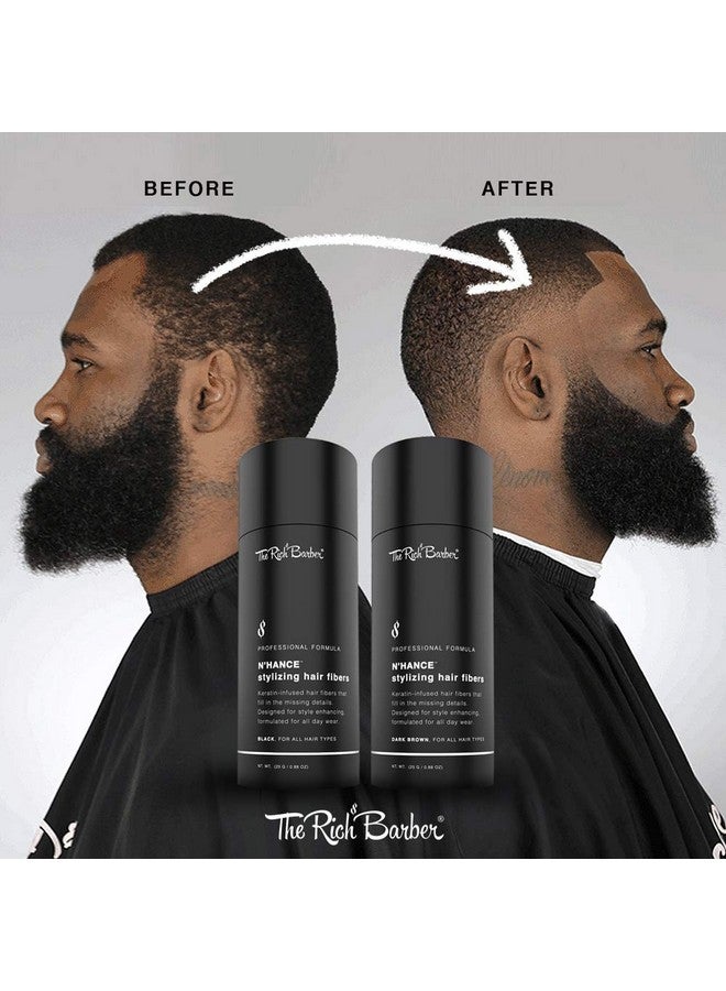 The Rich Barber N’Hance Hair Building Fibers, 3 Month Supply - Barber Hair Thickening Fibers, 25 Grams - Grey Hair Concealer Spray - Sharper Hairlines, Thicker Beard & Fuller Hairstyling (Dark Brown)  - Image 2