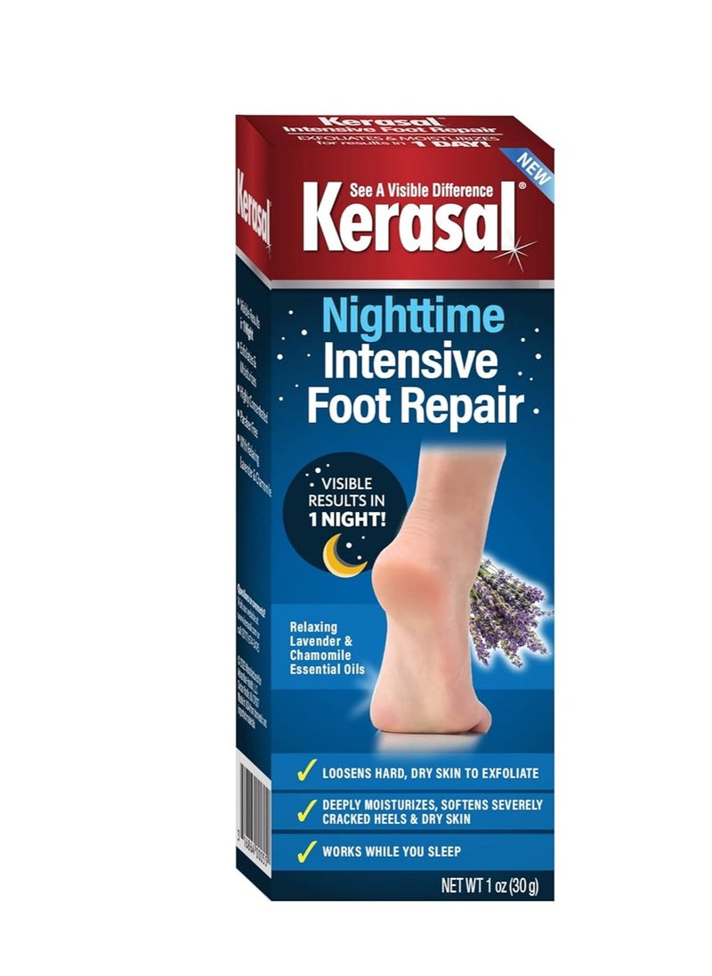 Kerasal Kerasal Nighttime Intensive Foot Repair, Skin Healing Ointment for Cracked Heels and Dry Feet, 1 oz  - Image 1