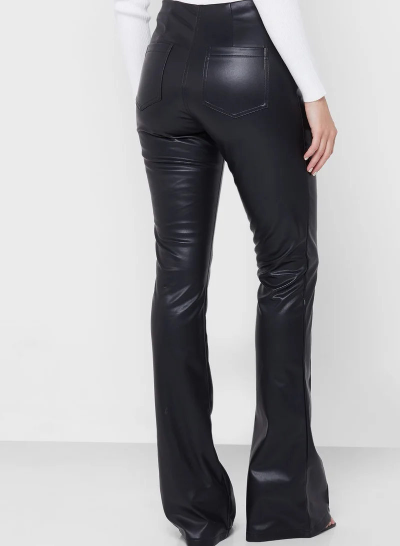 Topshop Tall Faux Leather Zip Front Pants