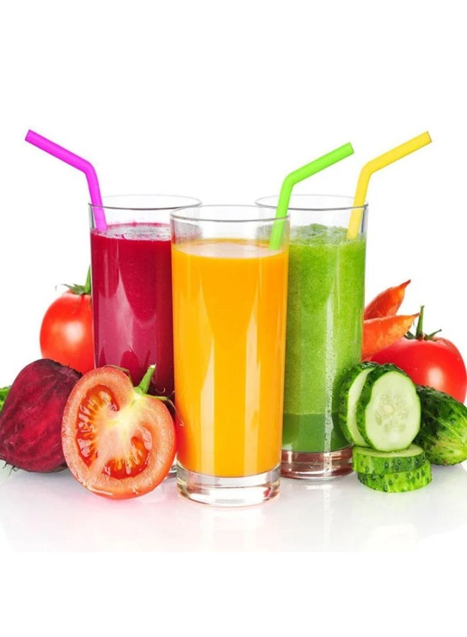 Set of 6 Colorful Silicone Straws, Reusable and Eco-Friendly Drinking Straws for Kids, Milk Juice Drinking Straws (6 pcs) - Image 1