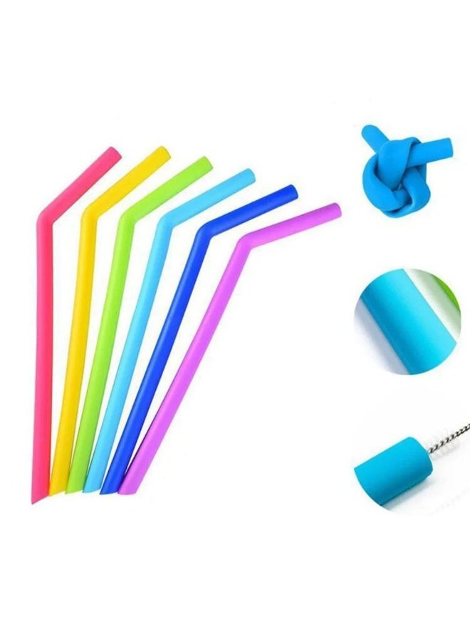 Set of 6 Colorful Silicone Straws, Reusable and Eco-Friendly Drinking Straws for Kids, Milk Juice Drinking Straws (6 pcs) - Image 5